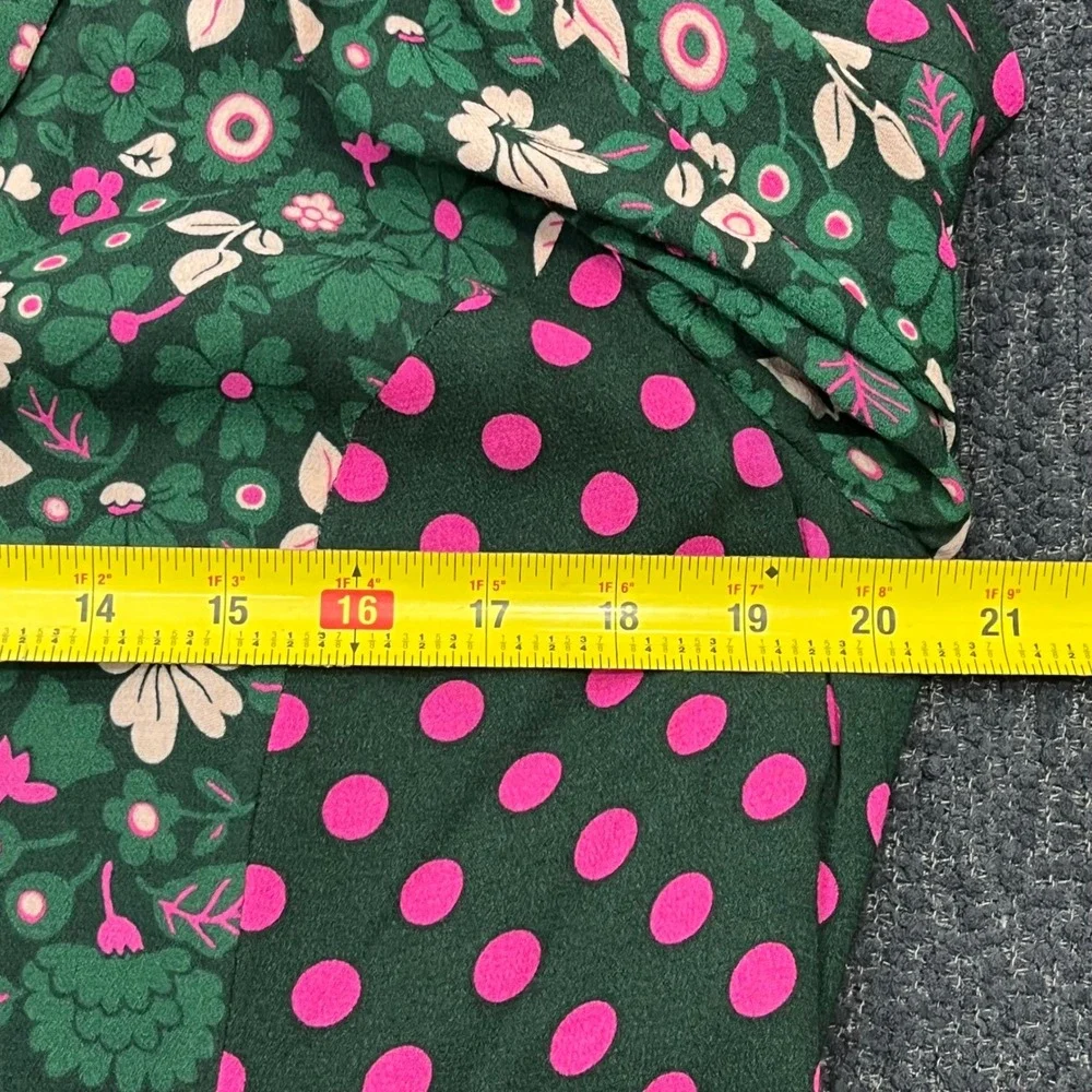 Boden Cecilia Floral Polka Dot Mixed Print Midi Dress Velvet Tie US 10R - Picture 7 of 9